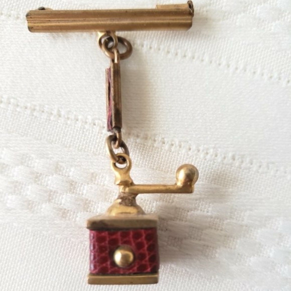 Vintage Coffee Grinder Barista Pin Brooch